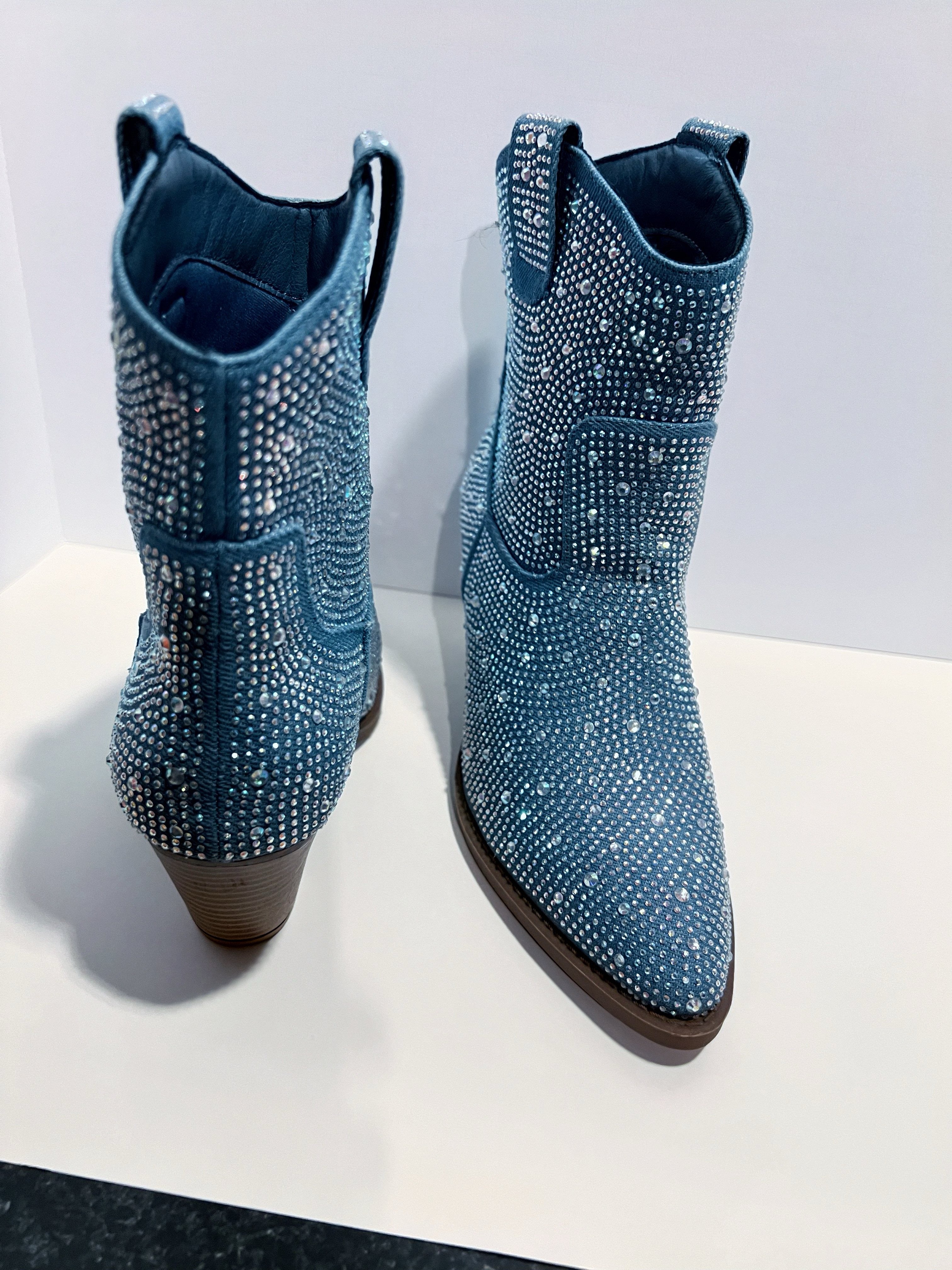 Blue Rhinestone Cowgirl Boots. Size 7. (SALE)