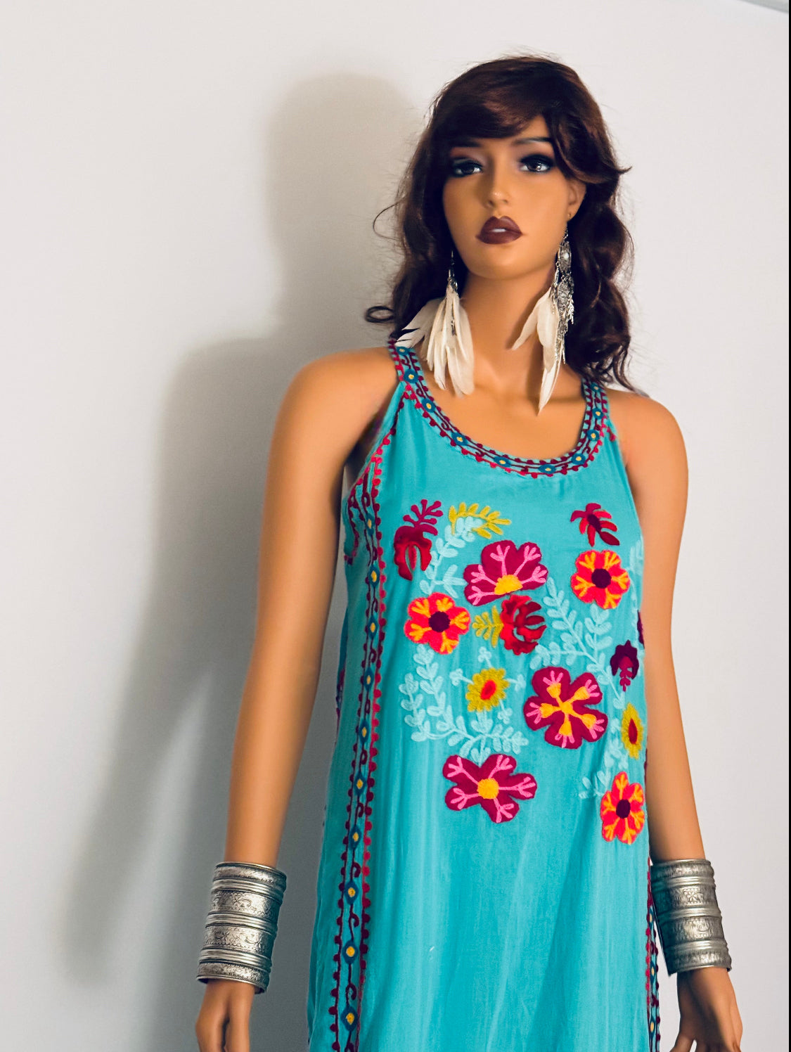 Bohemian style embroidered Midi dress