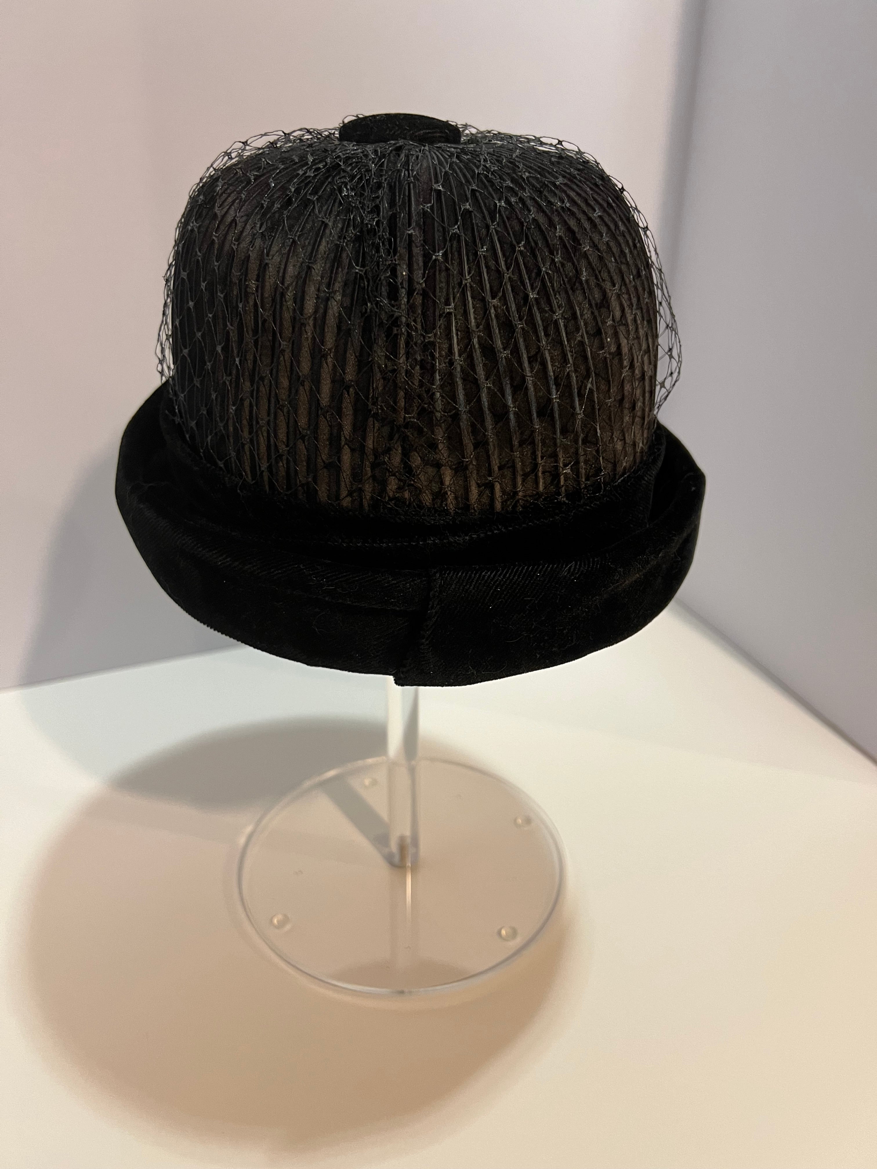 Vintage black velvet hat from the last Queen Elizabeth era.