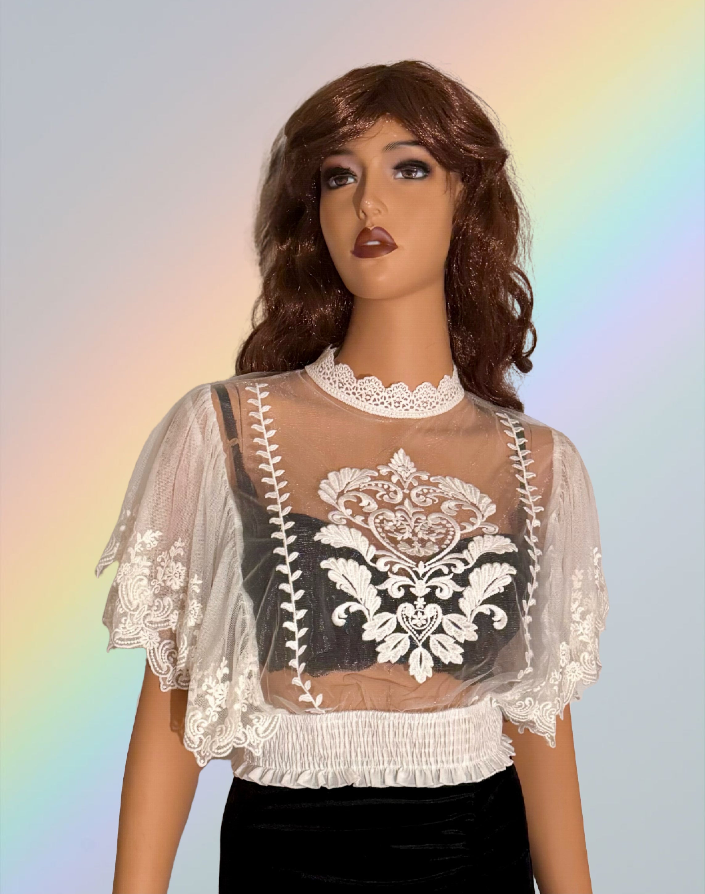 Luxury white sheer blouse.