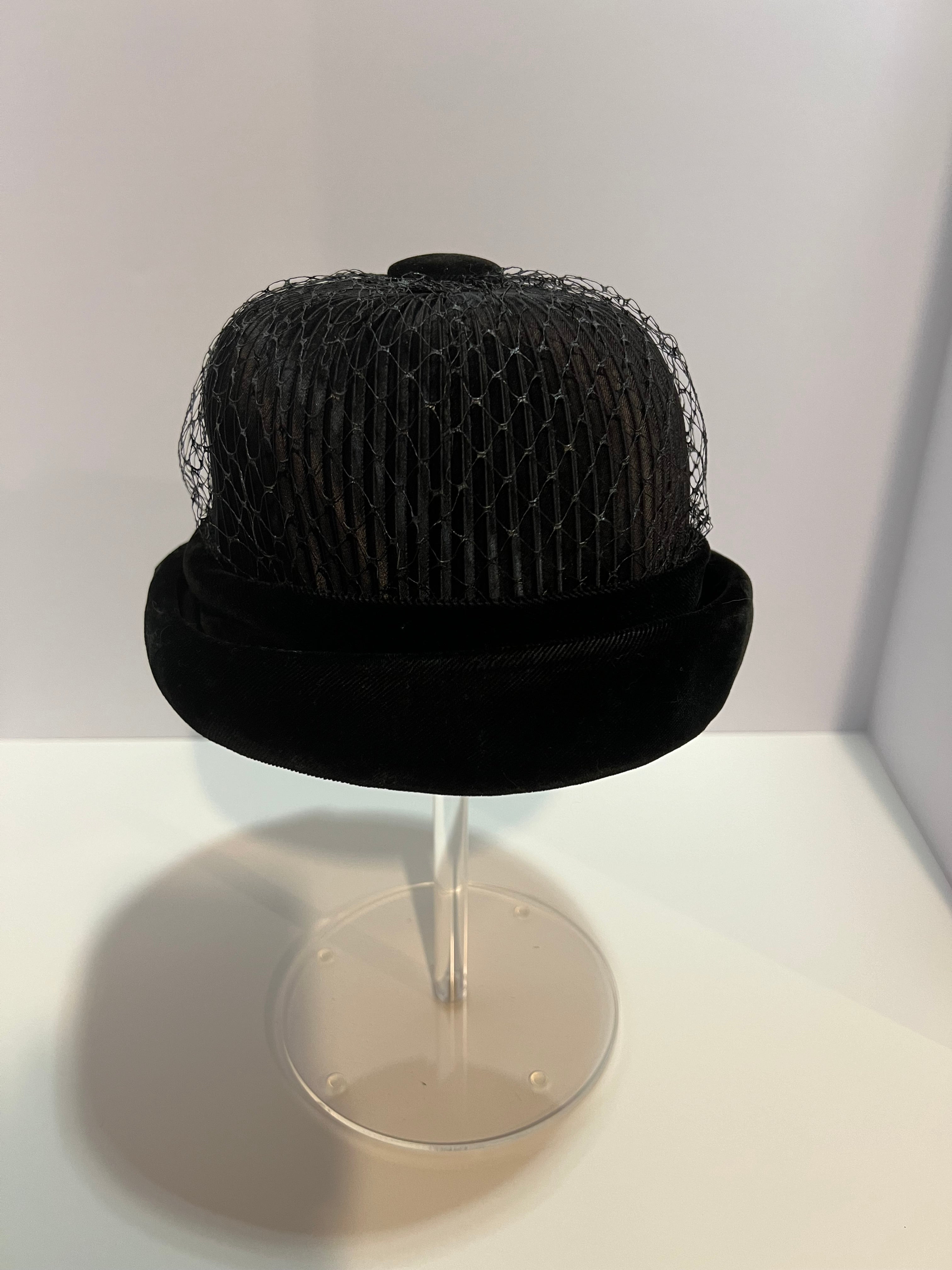 Vintage black velvet hat from the last Queen Elizabeth era.