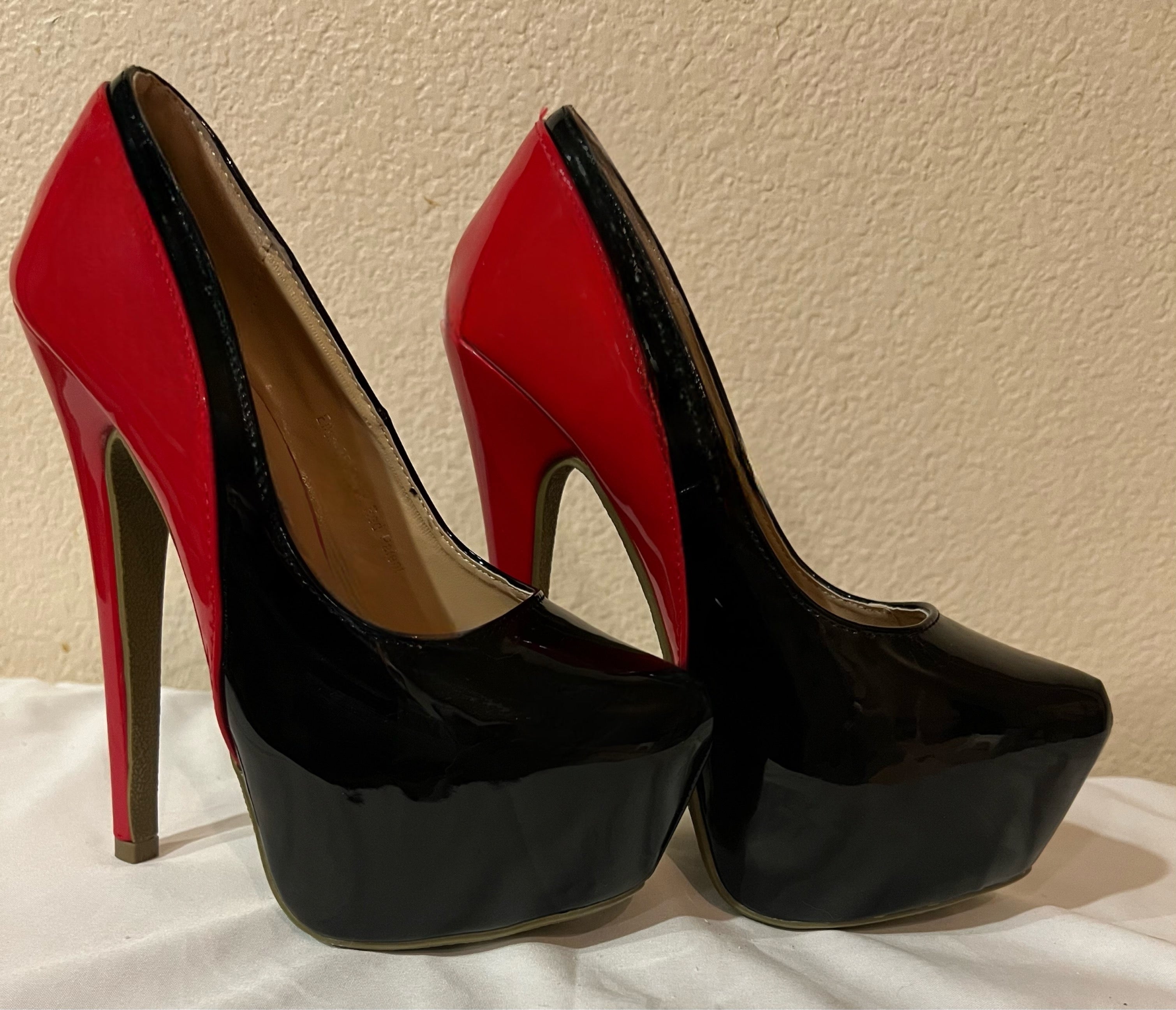 ￼ Pretty, new black and red shoes!