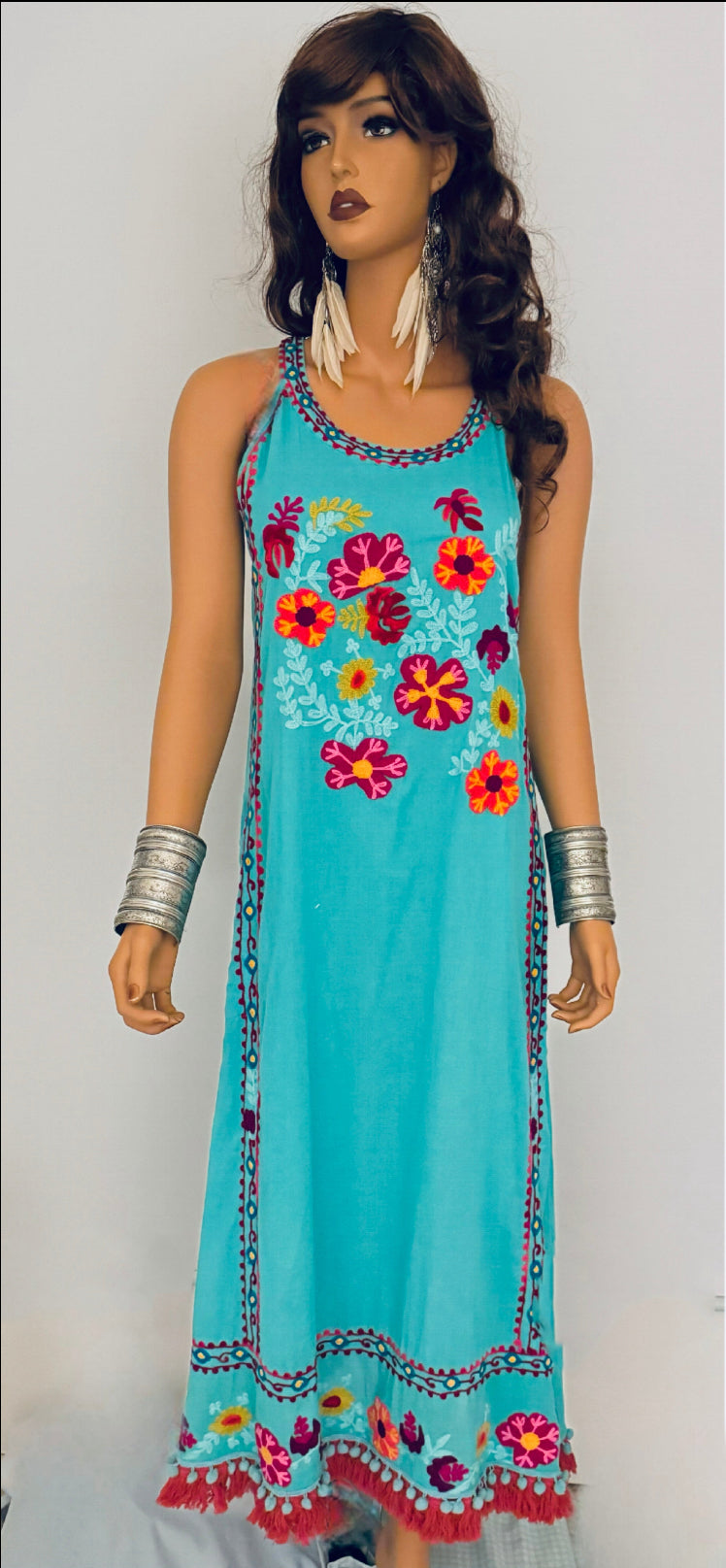 Bohemian style embroidered Midi dress