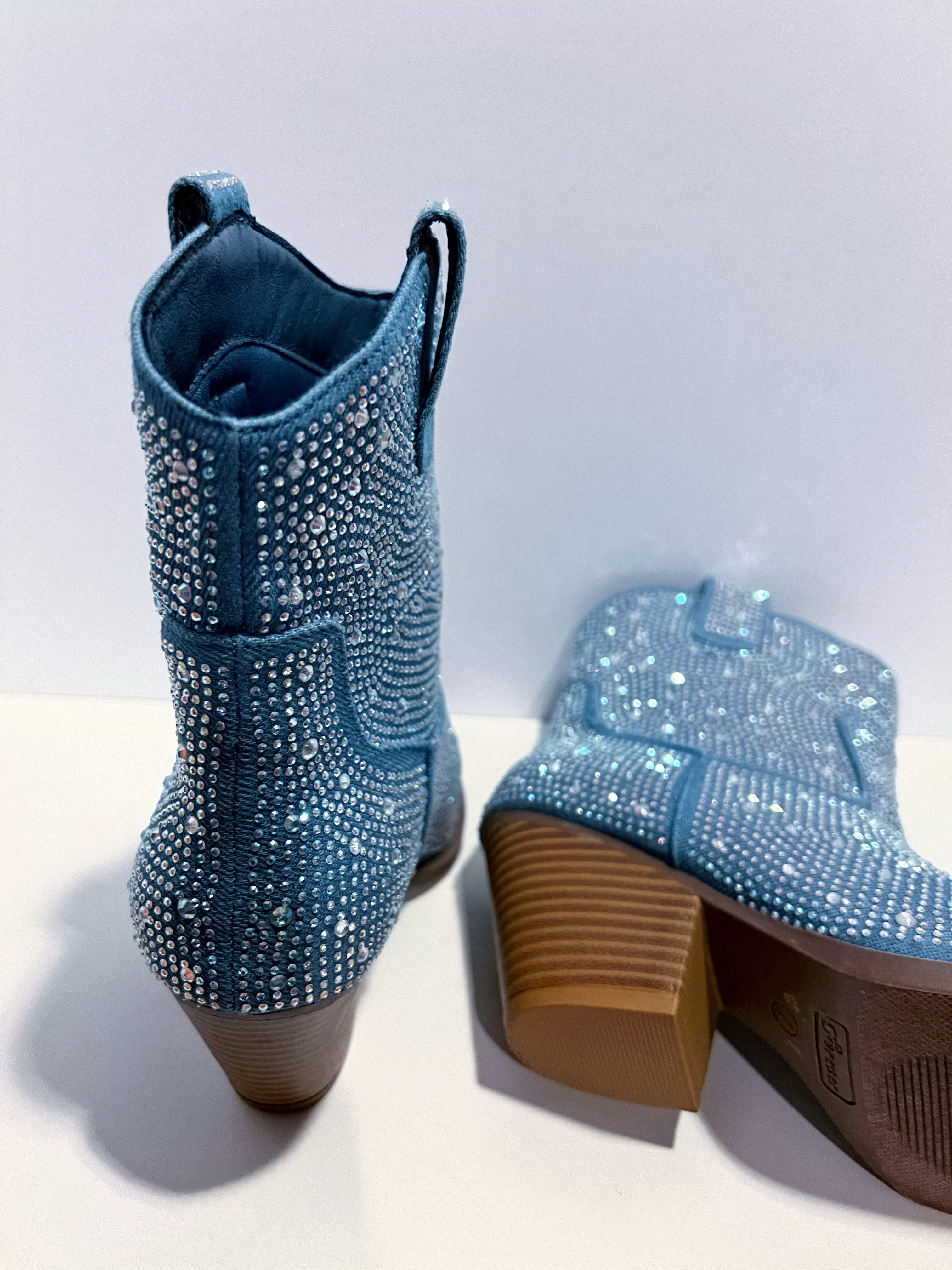 Blue Rhinestone Cowgirl Boots. Size 7. (SALE)