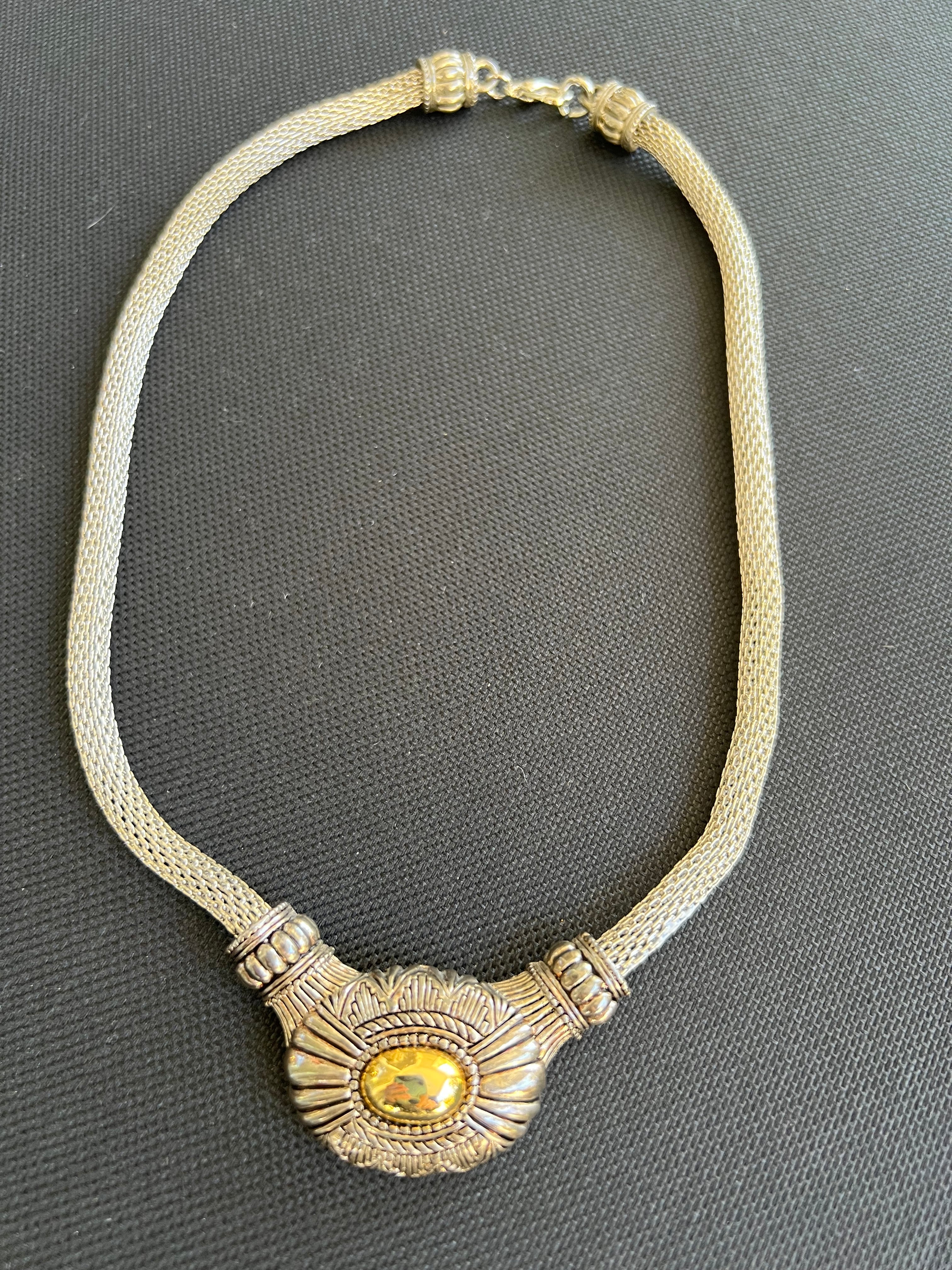 Vintage woven, silver and gold necklace