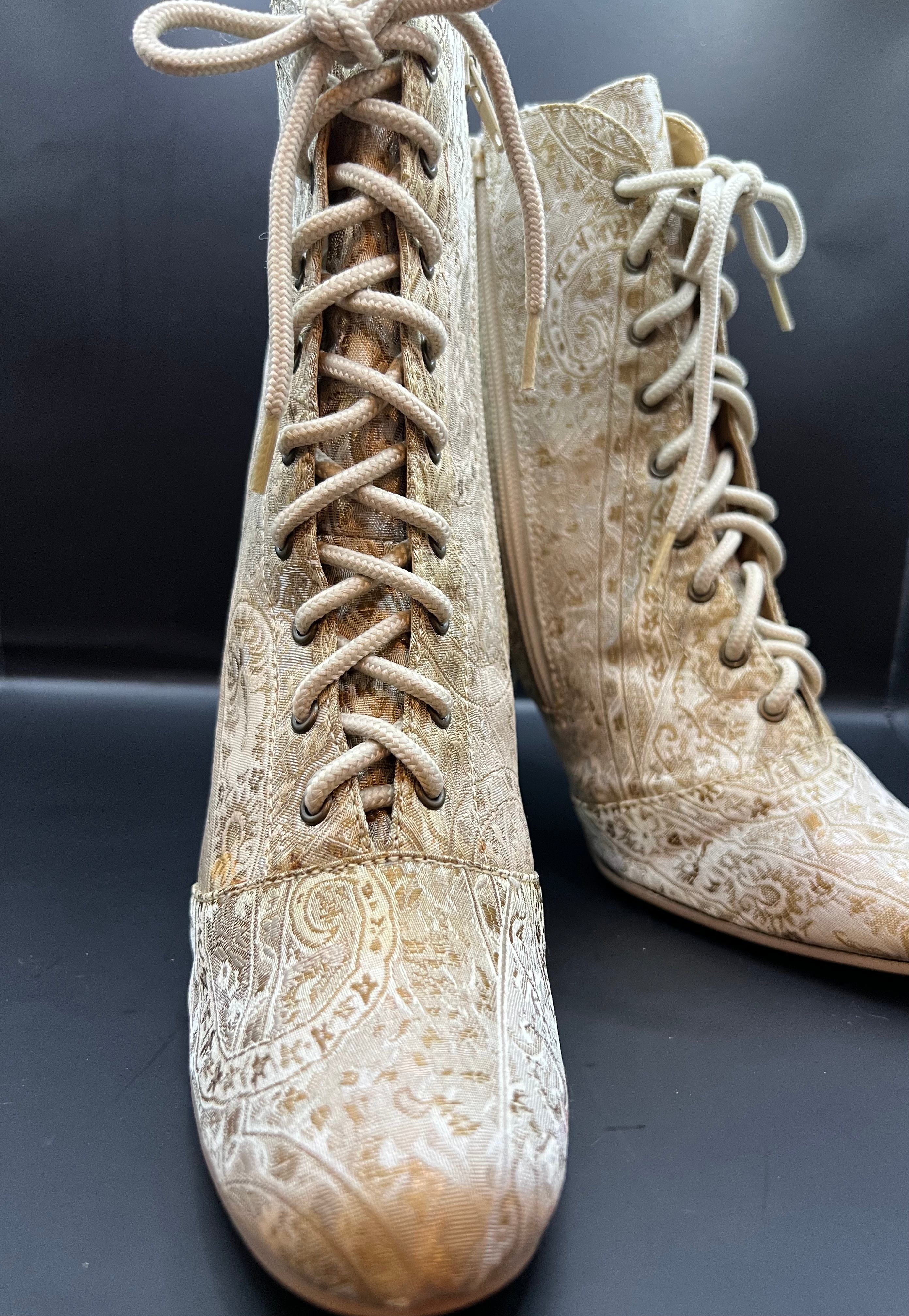 Vintage Gold Tapestry Booties