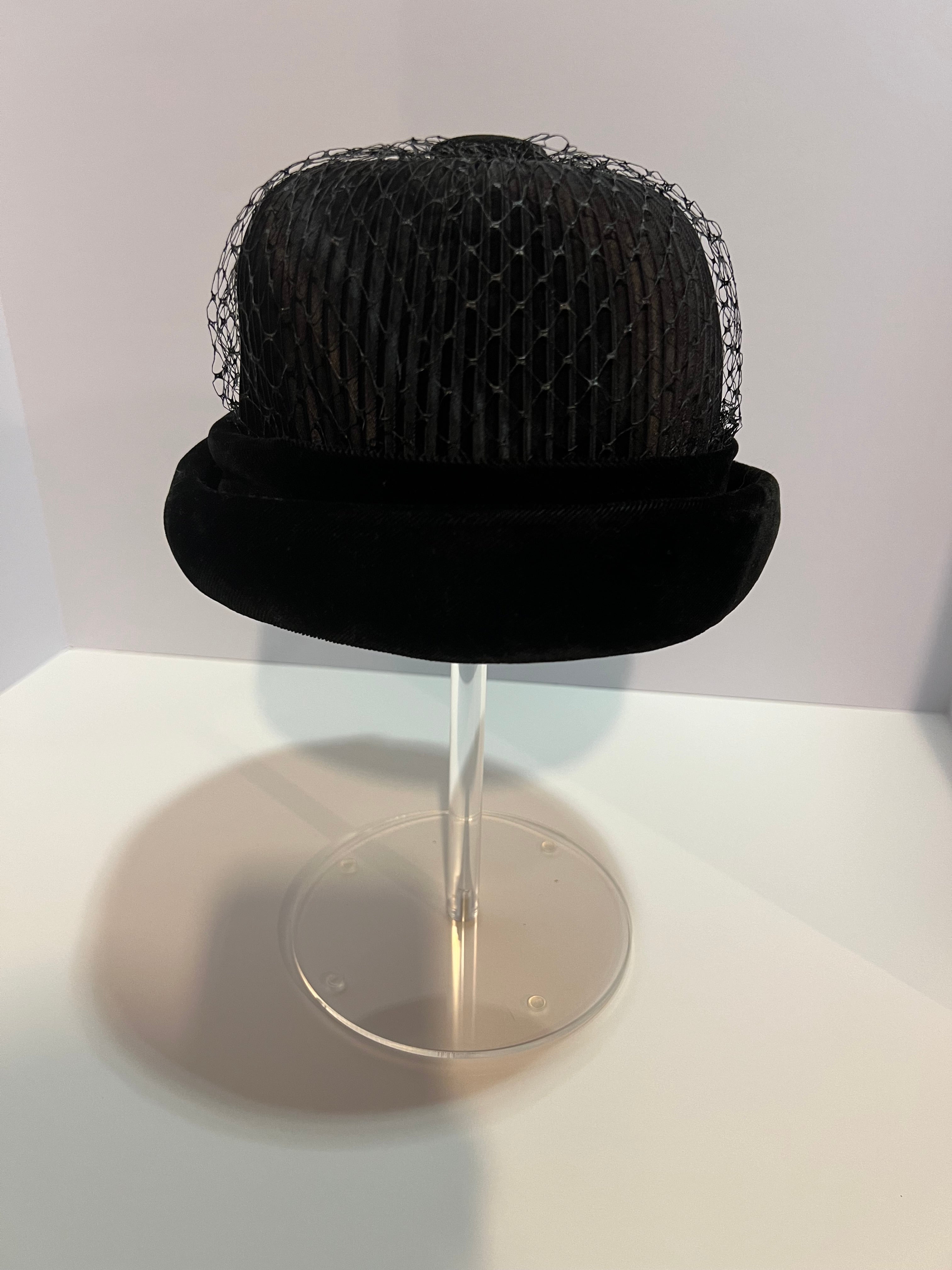 Vintage black velvet hat from the last Queen Elizabeth era.