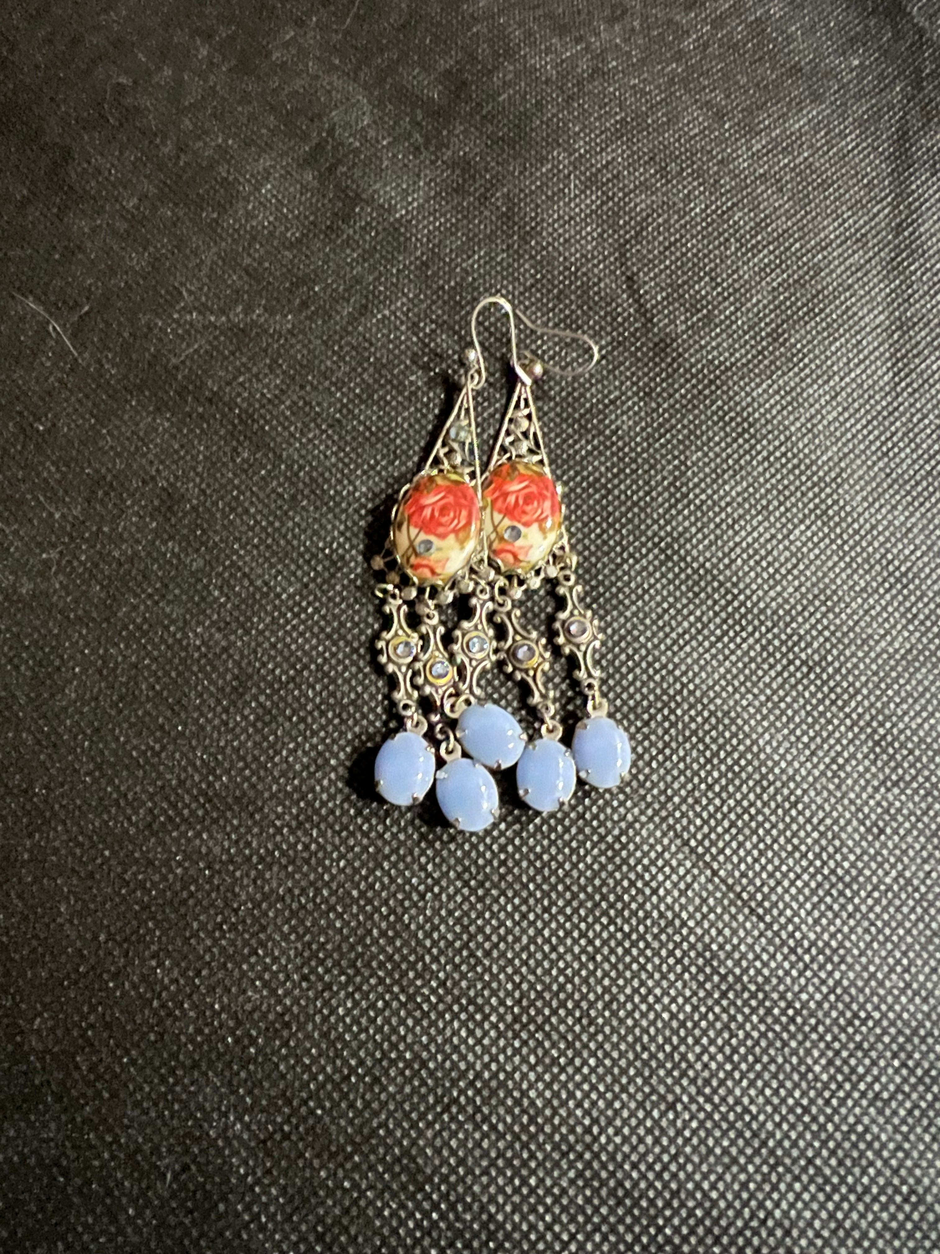 Chandelier,  earrings with vintage findings. Custom made to order.